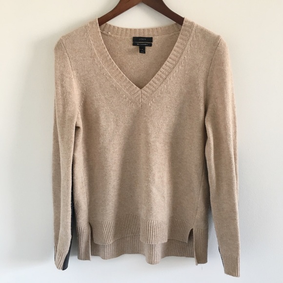 J. Crew Sweaters - J. Crew Leather Panel V-Neck Sweater Size Small